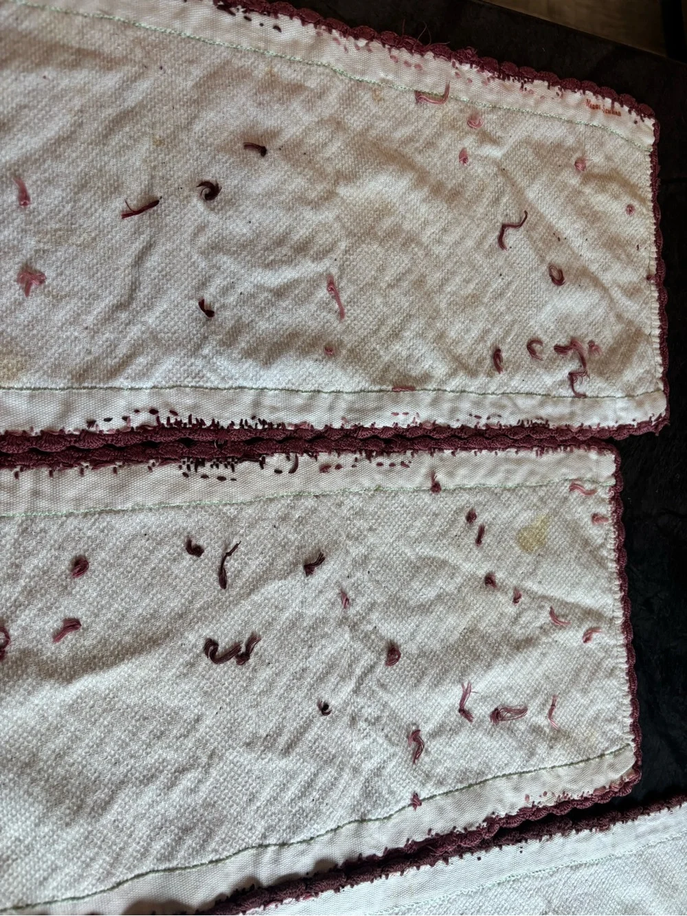 Vintage granny cor Handwoven Pink Chevron Table Runners/mats- Set of 4, 2 sizes